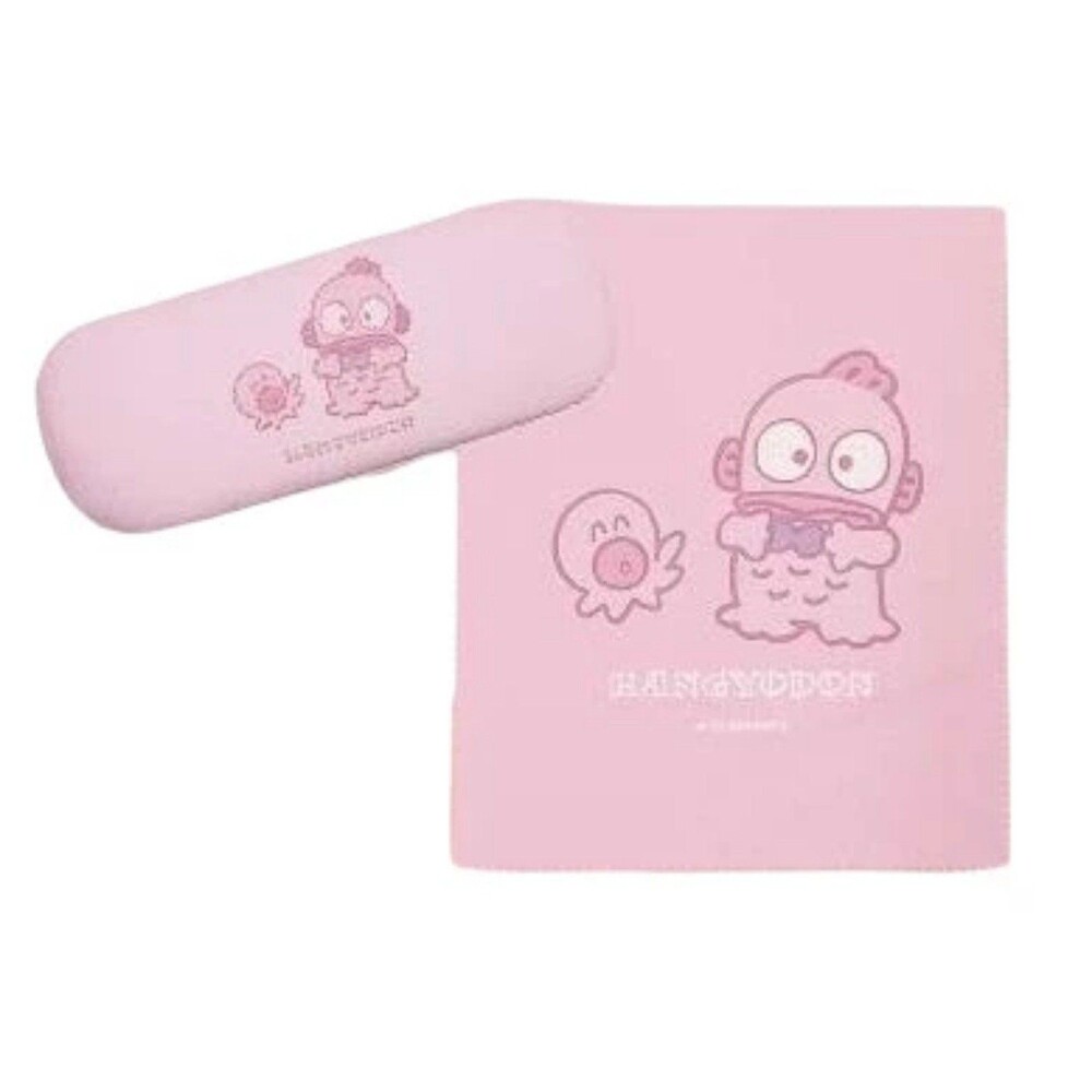 Sanrio pink hangyodon eyeglasses case with cleaning cloth